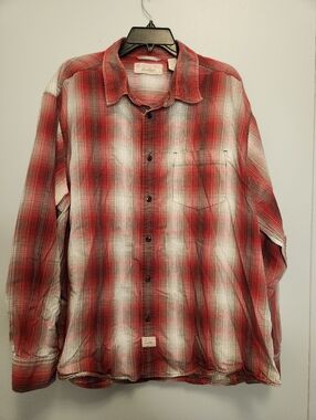 Vintage-Style Levi Strauss Red Plaid Men's Button-Up Shirt Size 3XL